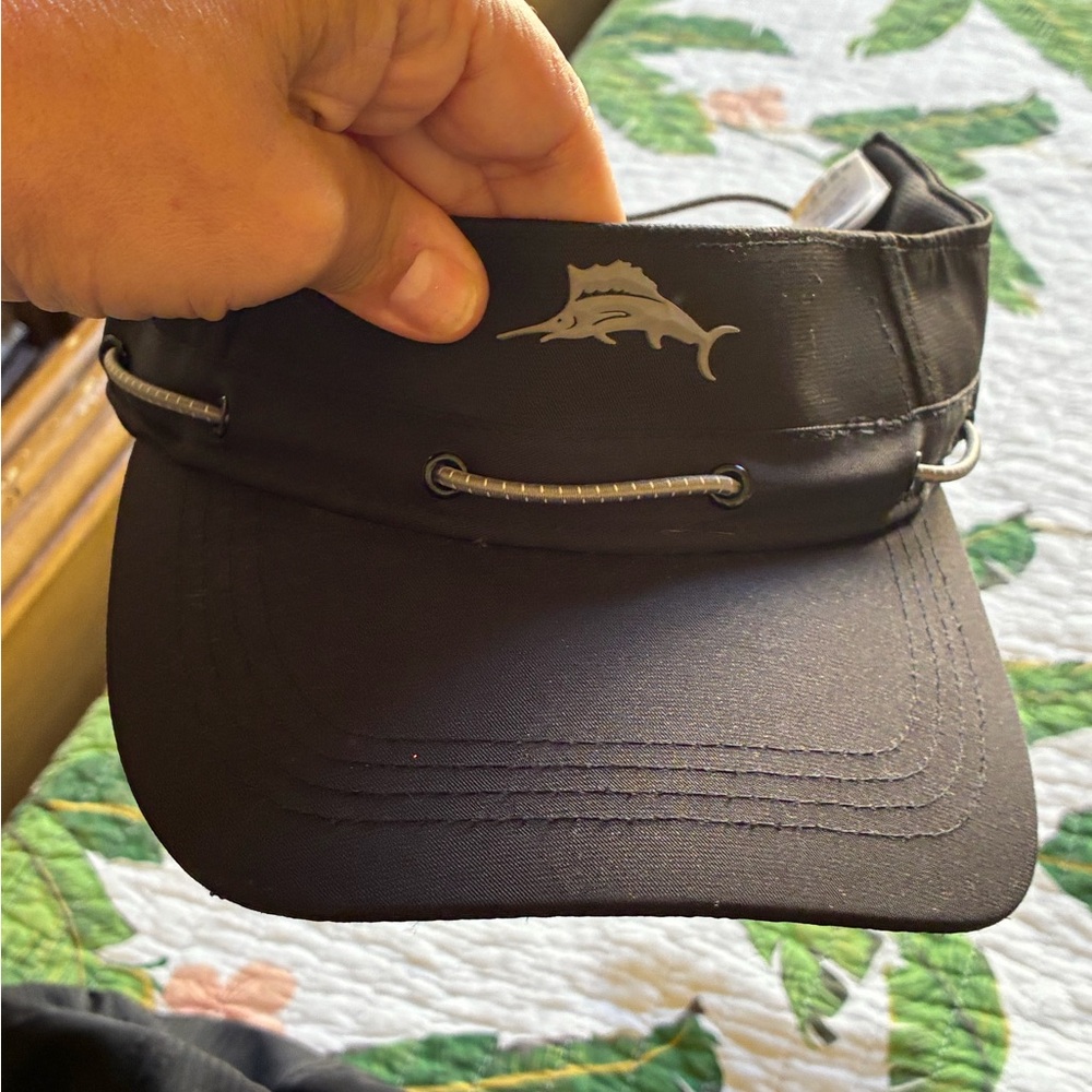 Tommy Bahama Black Visor with Silver Marlin Accent